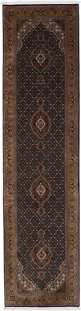 Mir Tappeto orientale 350x80 Nero (Indian) Annodato A Mano