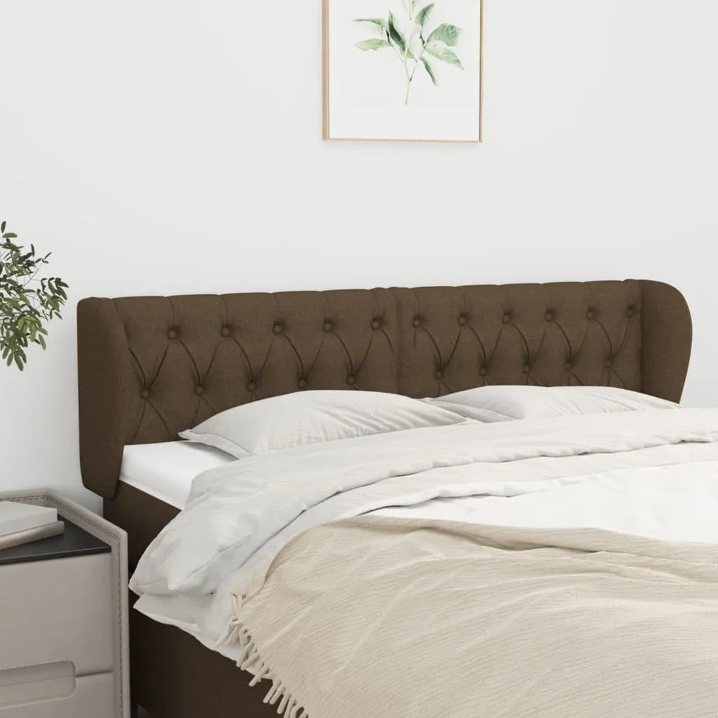 Testiera Ad Orecchio Marrone Scuro 163x23x78/88 Cm İn Tessuto /
