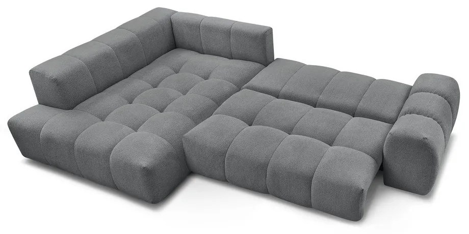 Divano angolare grigio scuro allungabile e con contenitore (penisola a sinistra/a L) con rivestimento in ciniglia Everest – Bobochic Paris
