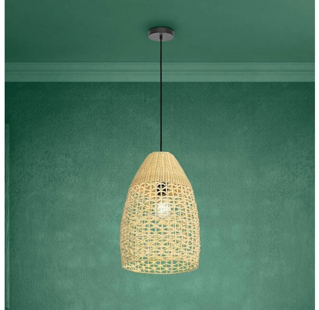 Eglo 390237 - Lampadario a sospensione con filo SAMBUCONA 1xE27/40W/230V diametro 35 cm bambù