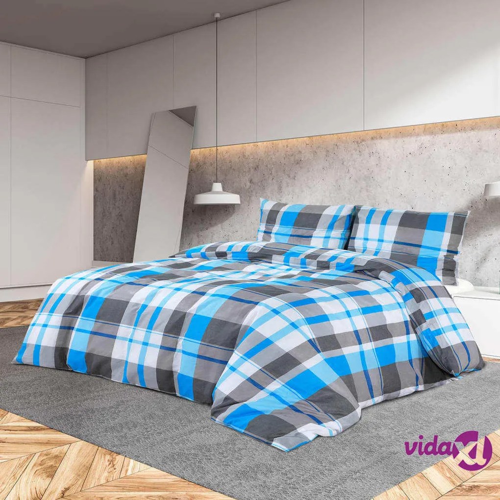 vidaXL Set Copripiumino Blu e Grigio 260x240 cm in Cotone