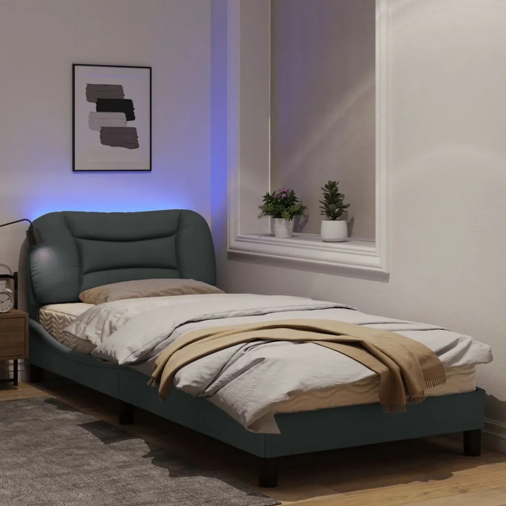 Giroletto con luci led grigio chiaro 80x200 cm in tessuto