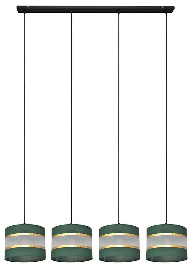 Lampadario a sospensione con filo HELEN 4xE27/15W/230V verde/oro