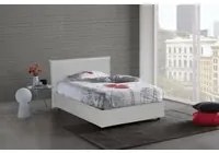 Letto piazza e mezza Artemisia, Letto contenitore con rivestimento in ecopelle, Made in Italy, Apertura frontale, adatto per materasso cm 120x190, Bianco