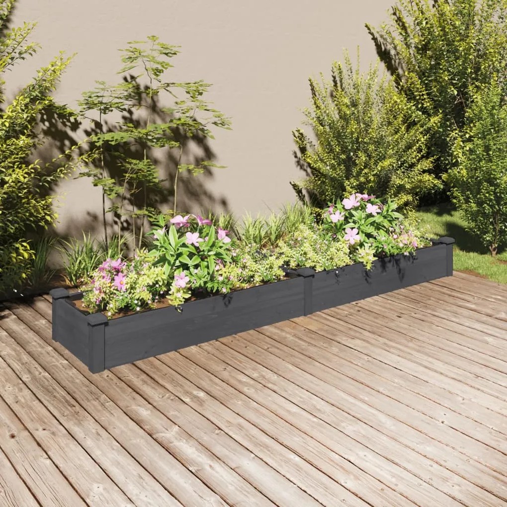 Fioriera Giardino con Fodera Grigia 240x45x25 cm Massello Abete