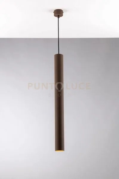 Lampadario a sospensione fluke tonda corten 1 luce attacco gu10 5,5...