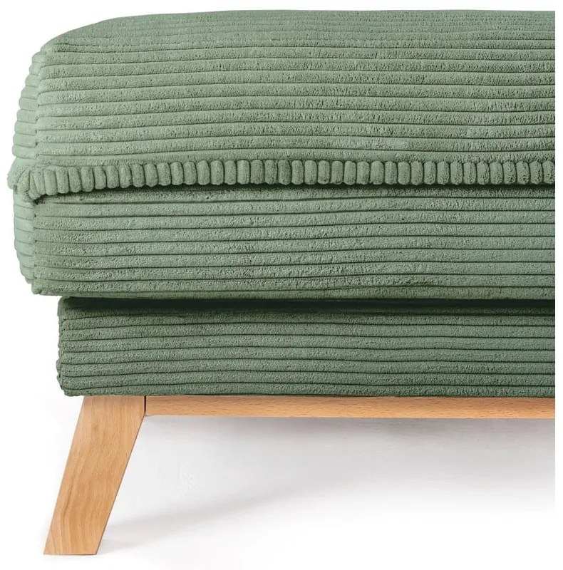 Poggiapiedi in verde chiaro con rivestimento in velluto a coste Tori – Bonami Selection