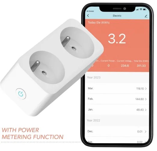 Immax NEO 07751L - Ripartitore presa intelligente NEO LITE 2x16A/230V Wi-Fi Tuya