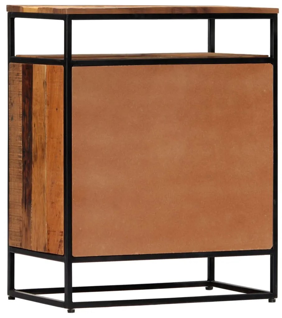 Credenza 60x35x76 cm in Legno Massello di Recupero e Acciaio