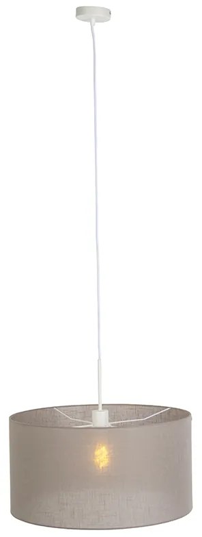 Lampada a sospensione rustica bianca con paralume tortora 50 cm - Combi 1