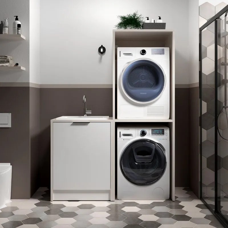 Mobile da bagno sotto lavabo SENSEA Jnka legno larice bianco L 70 x H 92 x P 66 cm, lavabo non incluso