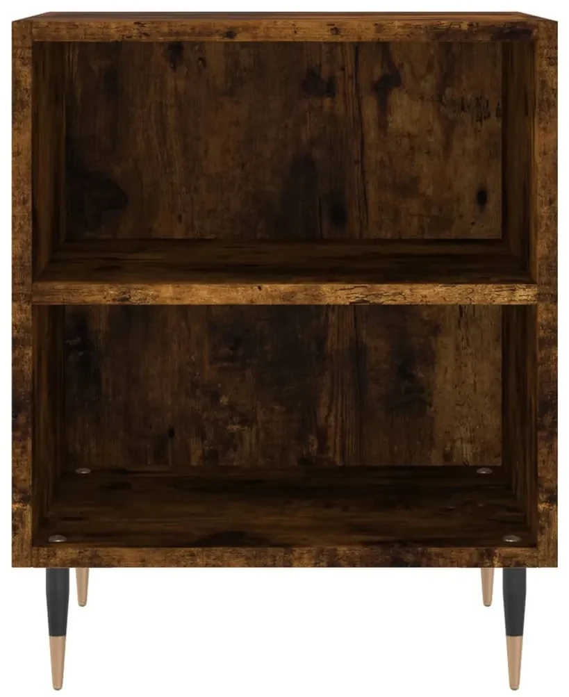 Comodini rovere fumo 2 pz 40x30x50 cm in legno multistrato