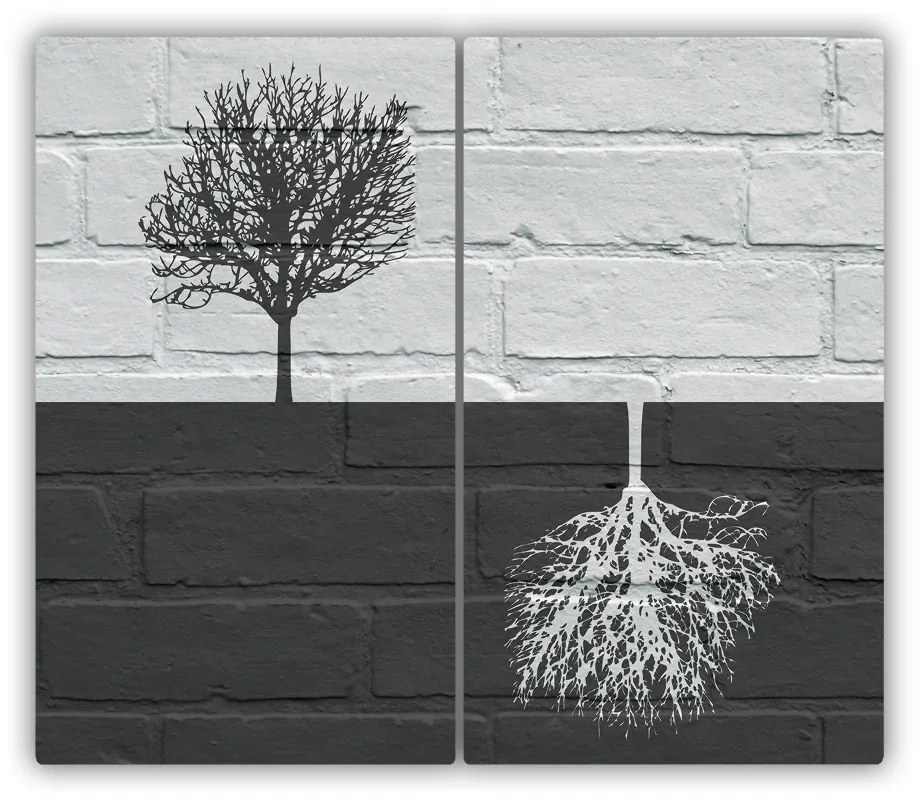 Tagliere in vetro temperato Alberi sul muro 60x52 cm