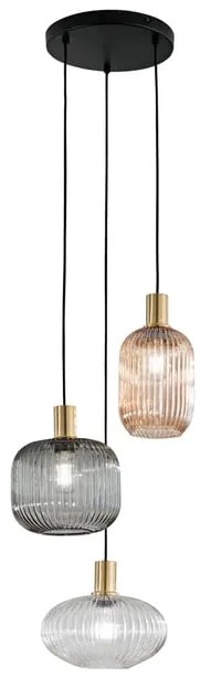 Lampadario Design I-EGADI-S3 nero paralume multicolore 3x E27 Ø25cm LUCE AMBIENTE DESIGN