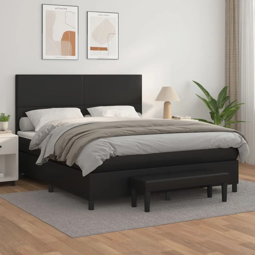 Giroletto A Molle Con Materasso Nero 160x200 Cm İn Similpelle /