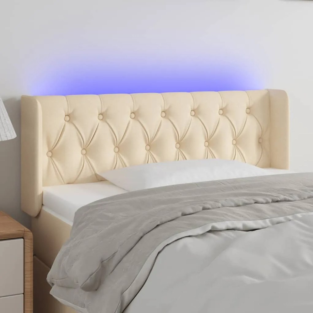 Testiera A Led Crema 93x16x78/88 Cm İn Tessuto /