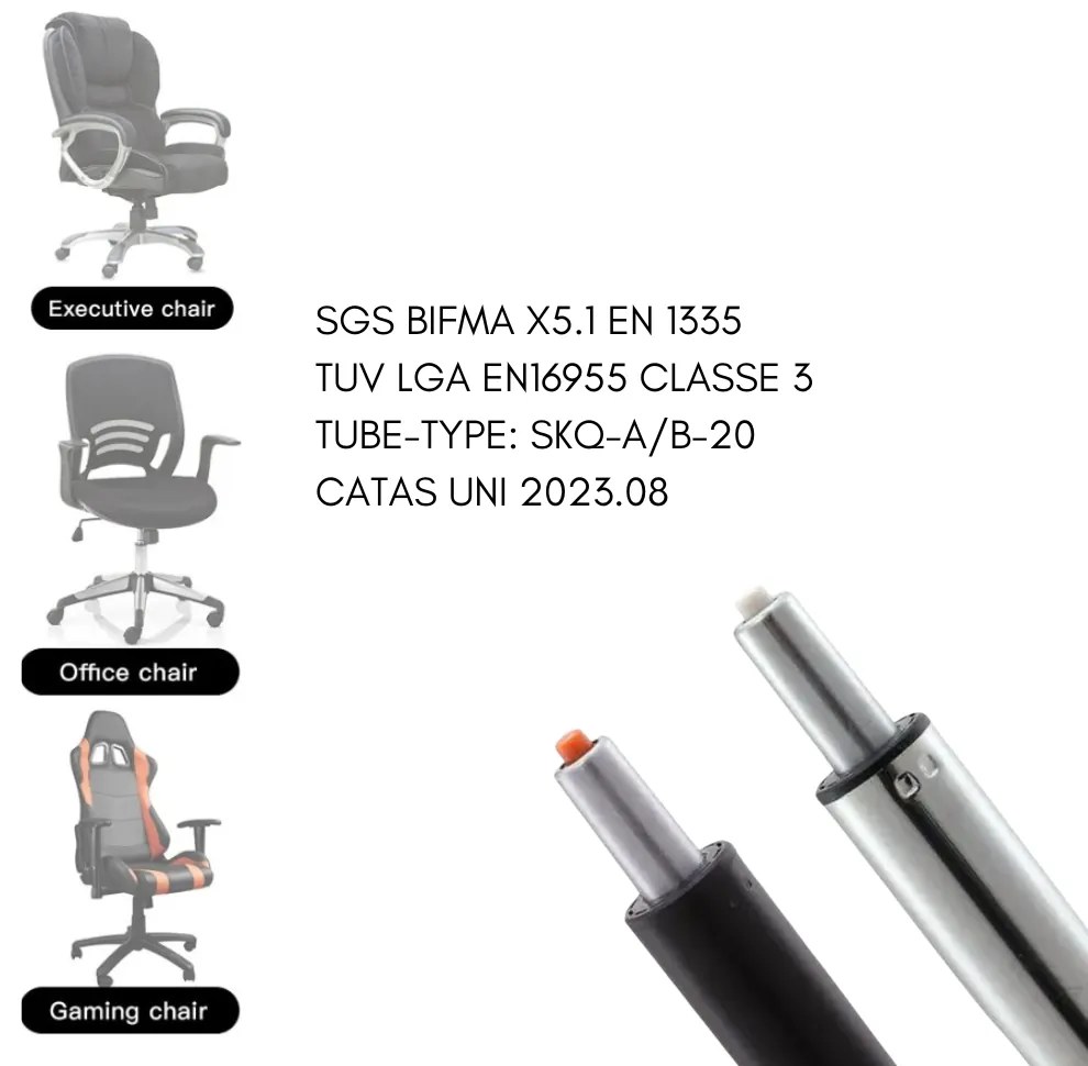 Pistone a Gas Ricambio Sedia da Ufficio Classe EN 1335 per Regolare Altezza - Cromato