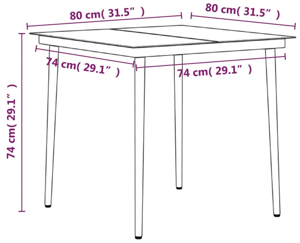 Set da Pranzo da Giardino 5 pz con Cuscini Nero