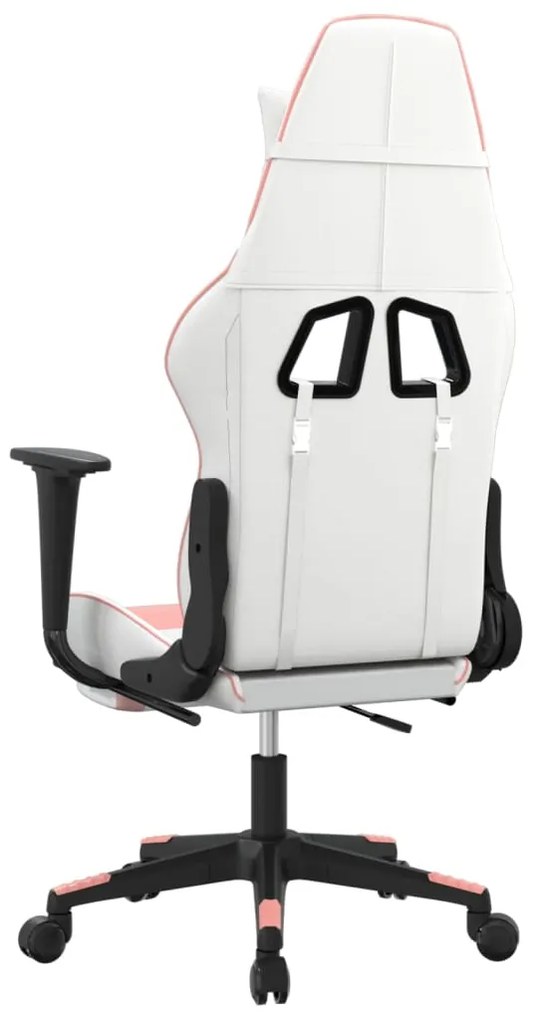 Sedia da gaming bianco e rosa in similpelle