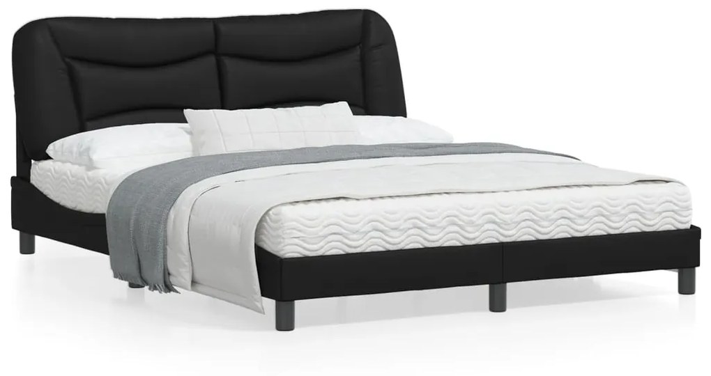 Giroletto Con Testiera Nero 160x200 Cm İn Similpelle /