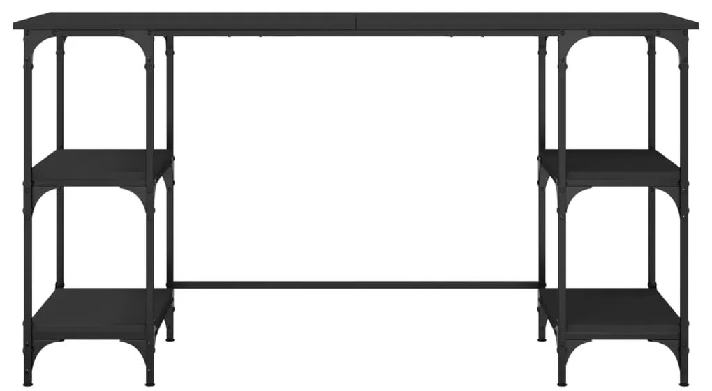Scrivania nera 140x50x75 cm in metallo e legno multistrato