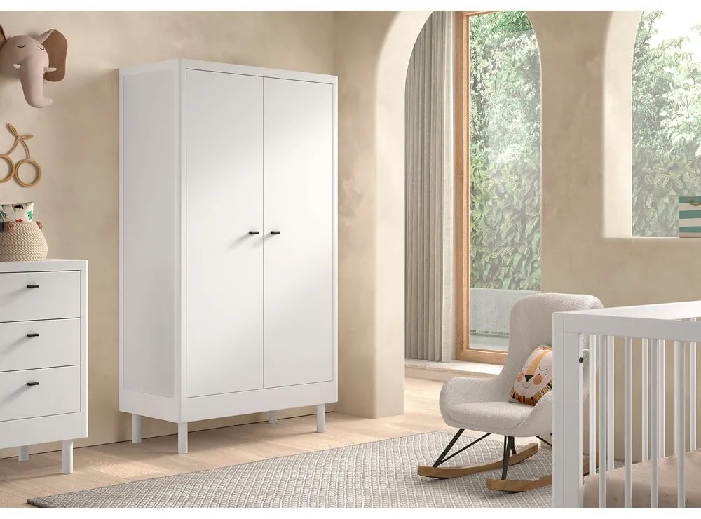 Armadio per bambini bianco in faggio massiccio 100x190x55 cm Forrest – Vipack