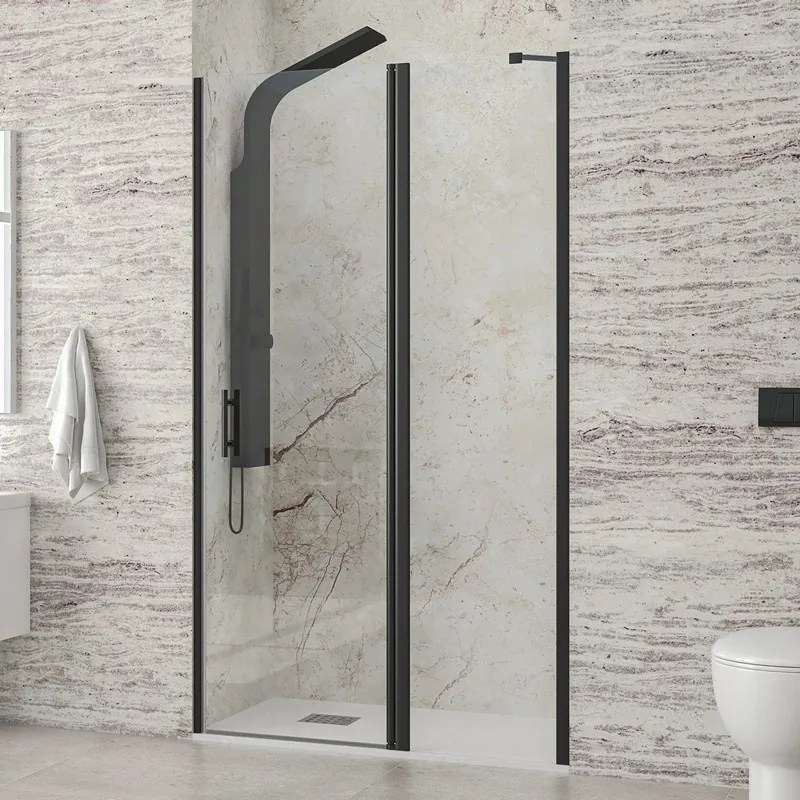 Porta doccia battente 120-125cm e fisso colore nero | KPX4000N - KAMALU