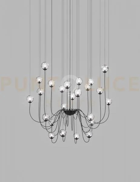 Puppet sospensione 24p cristallo trasparente nero opaco 24 luci att...