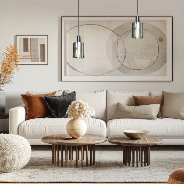 Lampadario a sospensione con filo ARCADIA 1xE27/60W/230V diametro 13 cm nero/fumé