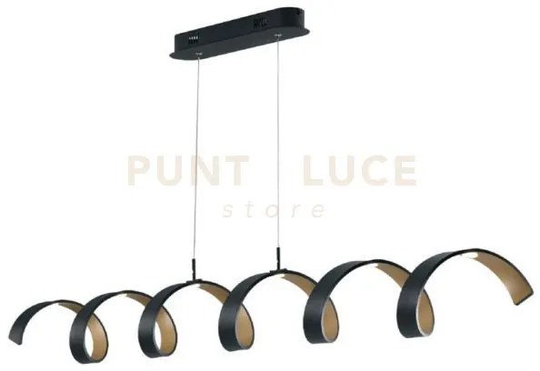 Lampadario a sospensione spirale led helix nera e oro 30w 2520lm 40...
