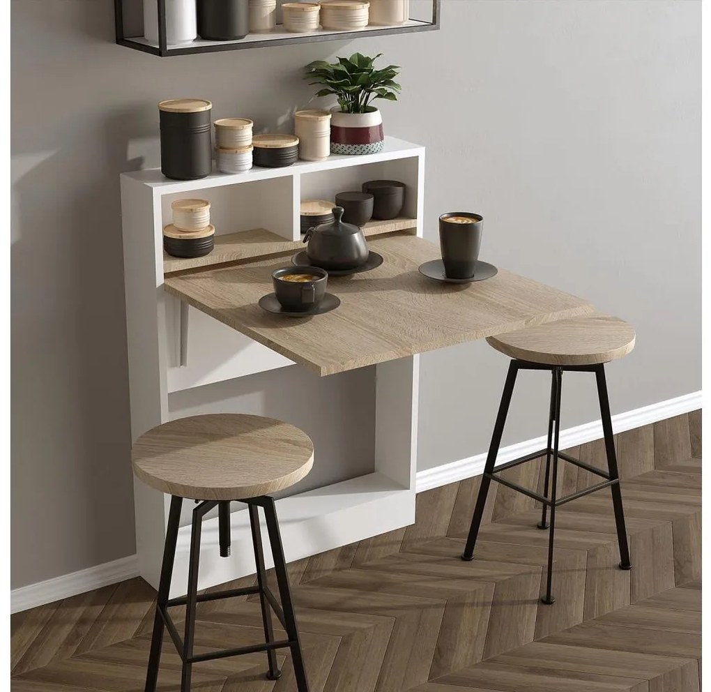 Tavolo pieghevole BRACKED 96x70 cm bianco/marrone