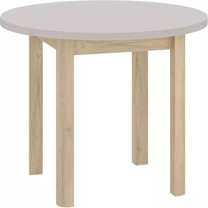 Tavolo Adam rotondo in MDF effetto rovere Cremona Torro e piano laminato color cashmere – Ø80 cm