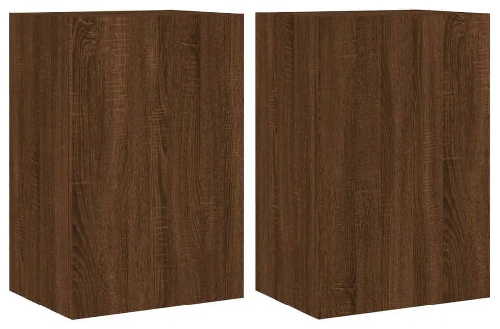 Mobili TV Muro 2 pz Rovere Marrone 40,5x30x60 Legno Multistrato