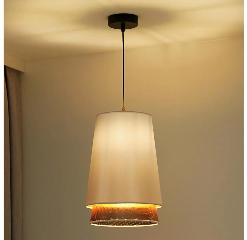 Duolla - Lampadario a sospensione con filo BELL SHINY 1xE27/15W/230V diametro 25 cm bianco/rame
