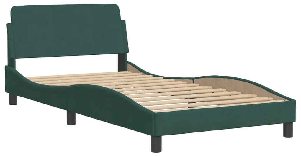 Letto con materasso verde scuro 100x200 cm in velluto