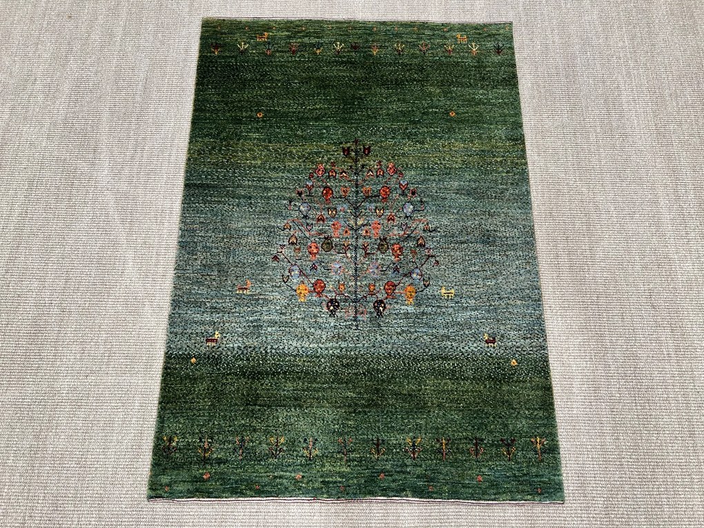 Loribaft Tappeto 100x140 Verde (Iran) Annodato A Mano