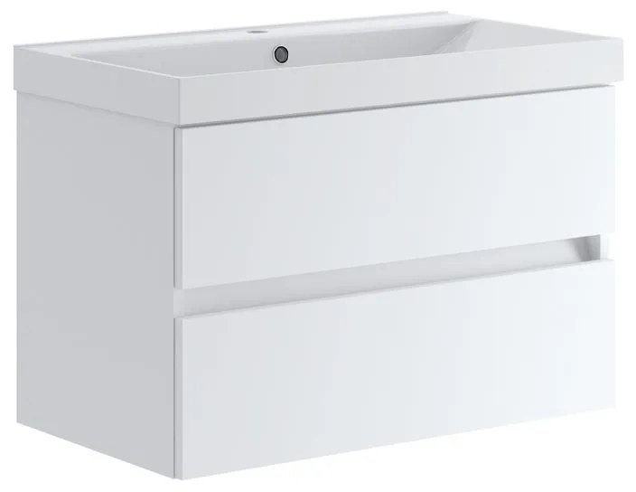 Mobile sottolavabo e lavabo Kora laccato opaco bianco H 50 x P 45.5 cm 2 cassetti