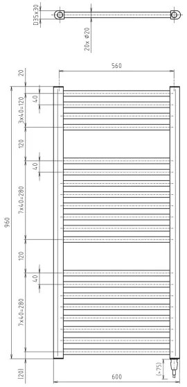 Aqualine - Radiatore elettrico da bagno DIRECT-E 400W/230V 96 cm bianco