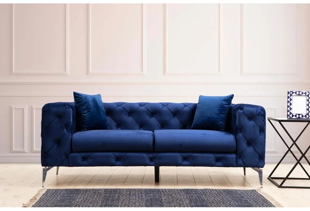 Divano in velluto blu scuro 197 cm Como - Artie