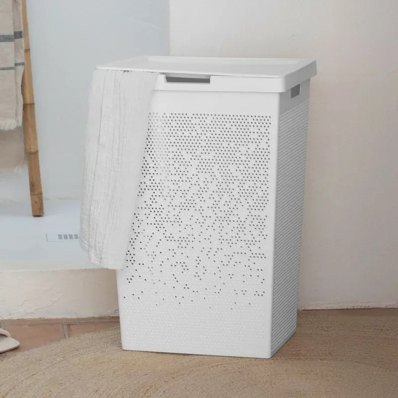 Cesta portabiancheria 65 lt bianca in plastica riciclata