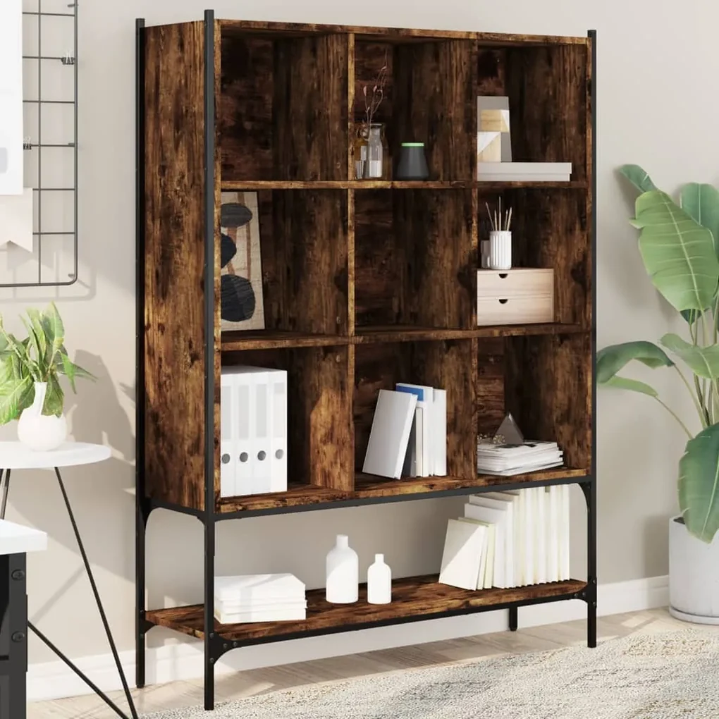 Libreria rovere fumo 102x30x141,5 cm in legno multistrato