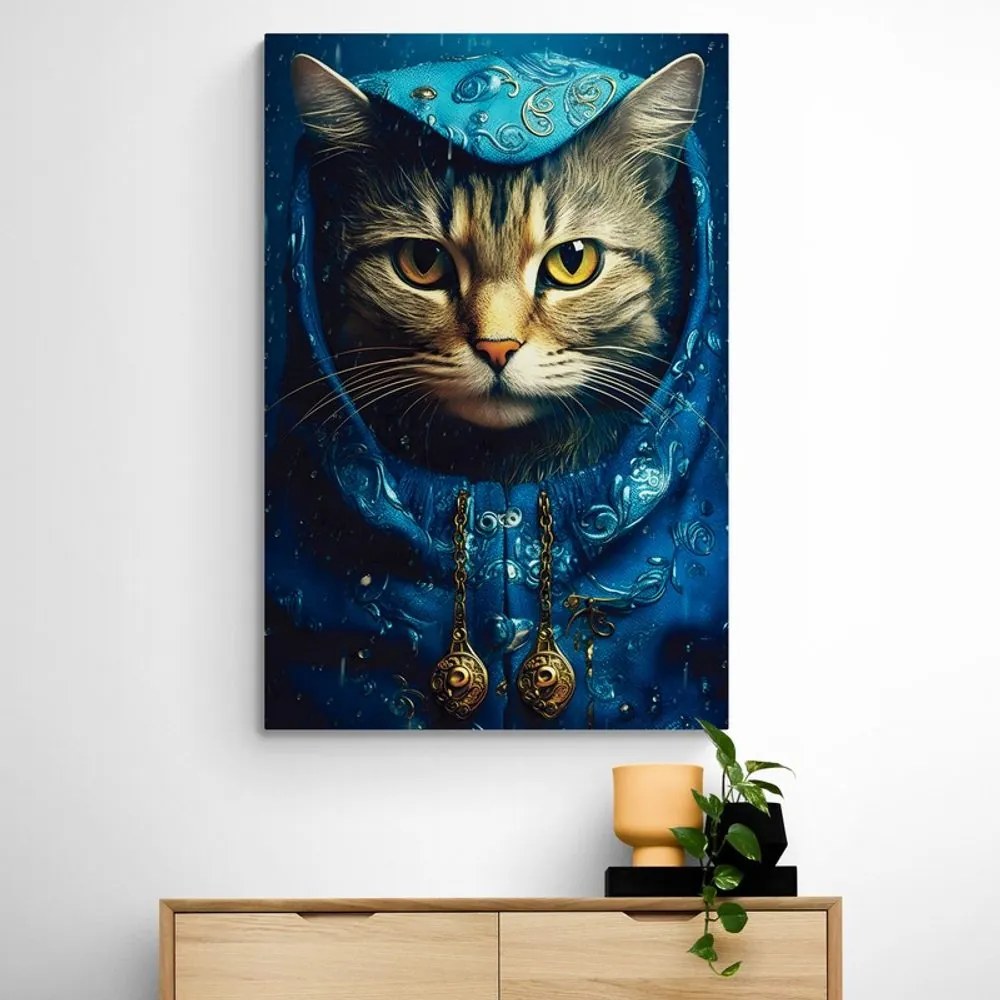 Stampa su tela – Gatto blu-oro