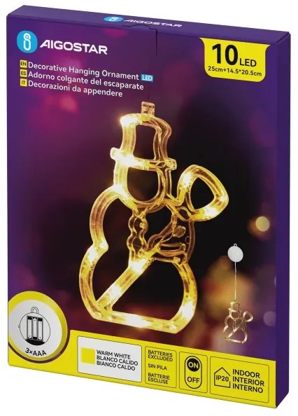 Aigostar - Pupazzo di neve, decorazione natalizia a LED, 10xLED/3xAAA, 20,5 cm