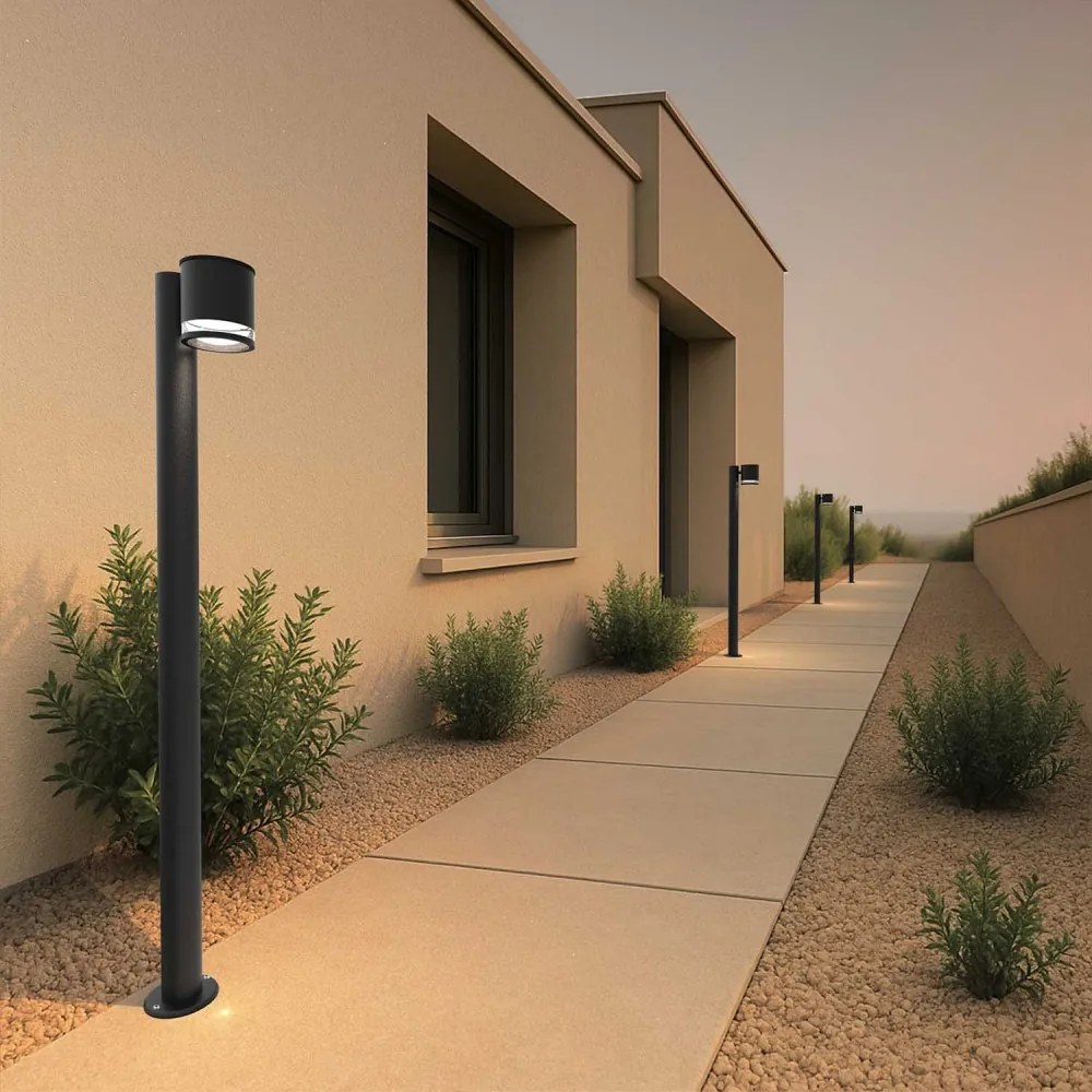Paletto da Giardino Solare Nero da 100cm, IP54 in Alluminio Colore Bianco Naturale 4.000K