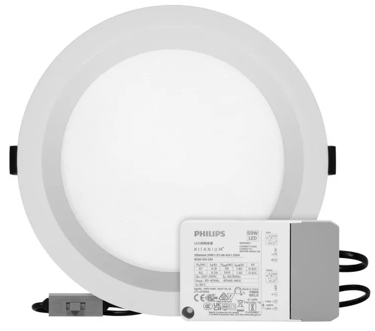 Faro LED da Incasso 60W Foro Ø210mm Bianco CCT con driver Philips Colore Bianco Variabile CCT