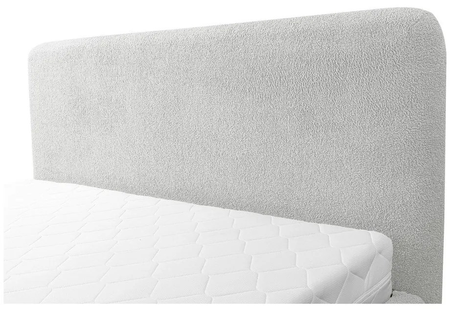 Letto matrimoniale imbottito grigio chiaro con contenitore con rete inclusa 140x200 cm Makapu – Makamii
