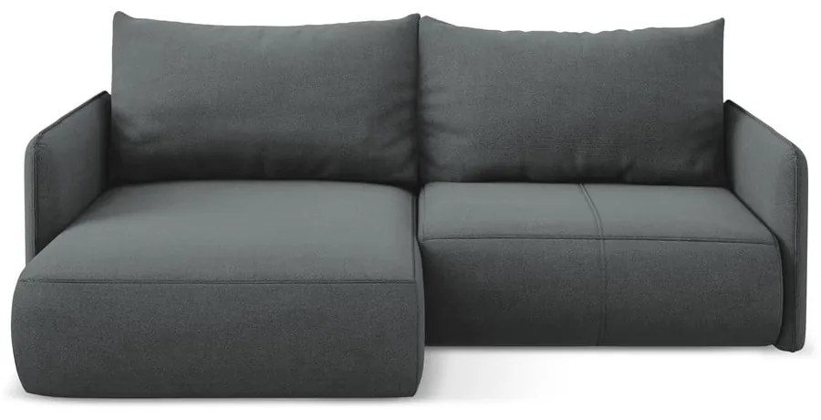 Divano angolare grigio allungabile/con contenitore (con penisola a sinistra) Nanea – Makamii