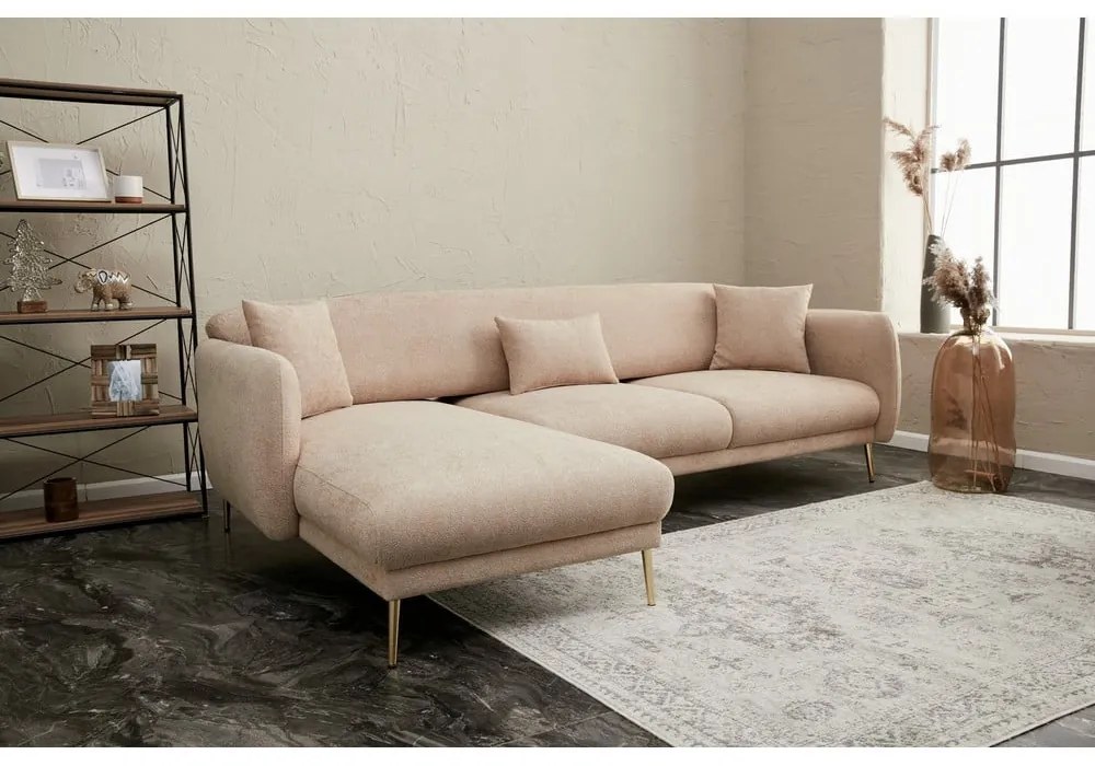 Divano angolare beige (con penisola a sinistra/con chaise lounge) Simena – Balcab Home