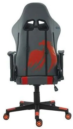 Sedia Gaming Regolabile Cromad Serie Phoenix - Finitura Premium - Ruote in Nylon di Alta Qualità - Ecopelle - Grigio/Rosso/Nero