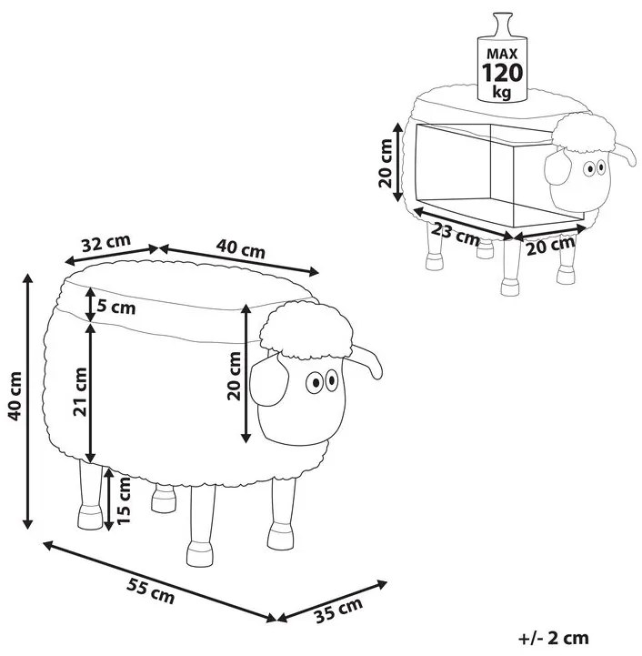 Pouf animaletto in tessuto grigio SHEEP Beliani